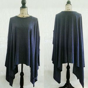 Oversized Rectangular Pull Over Poncho Top